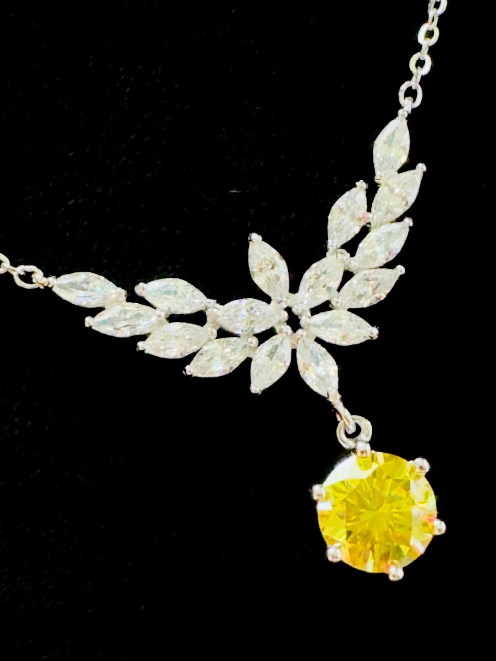 1 Carat Yellow Moissanite Pendant Necklace | S925 Sterling Silver